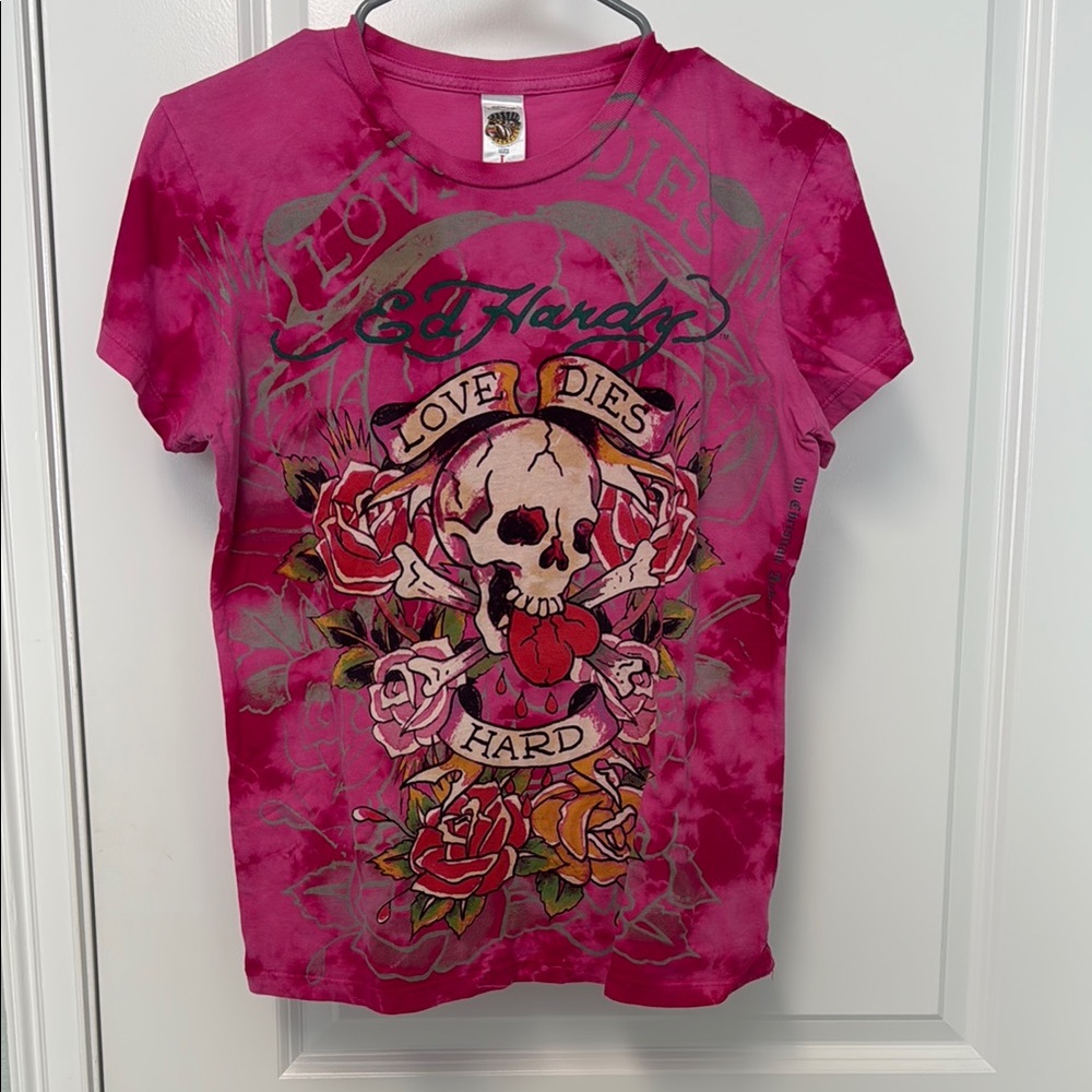 Vintage 2008 Ed Hardy Pink Graphic T-Shirt